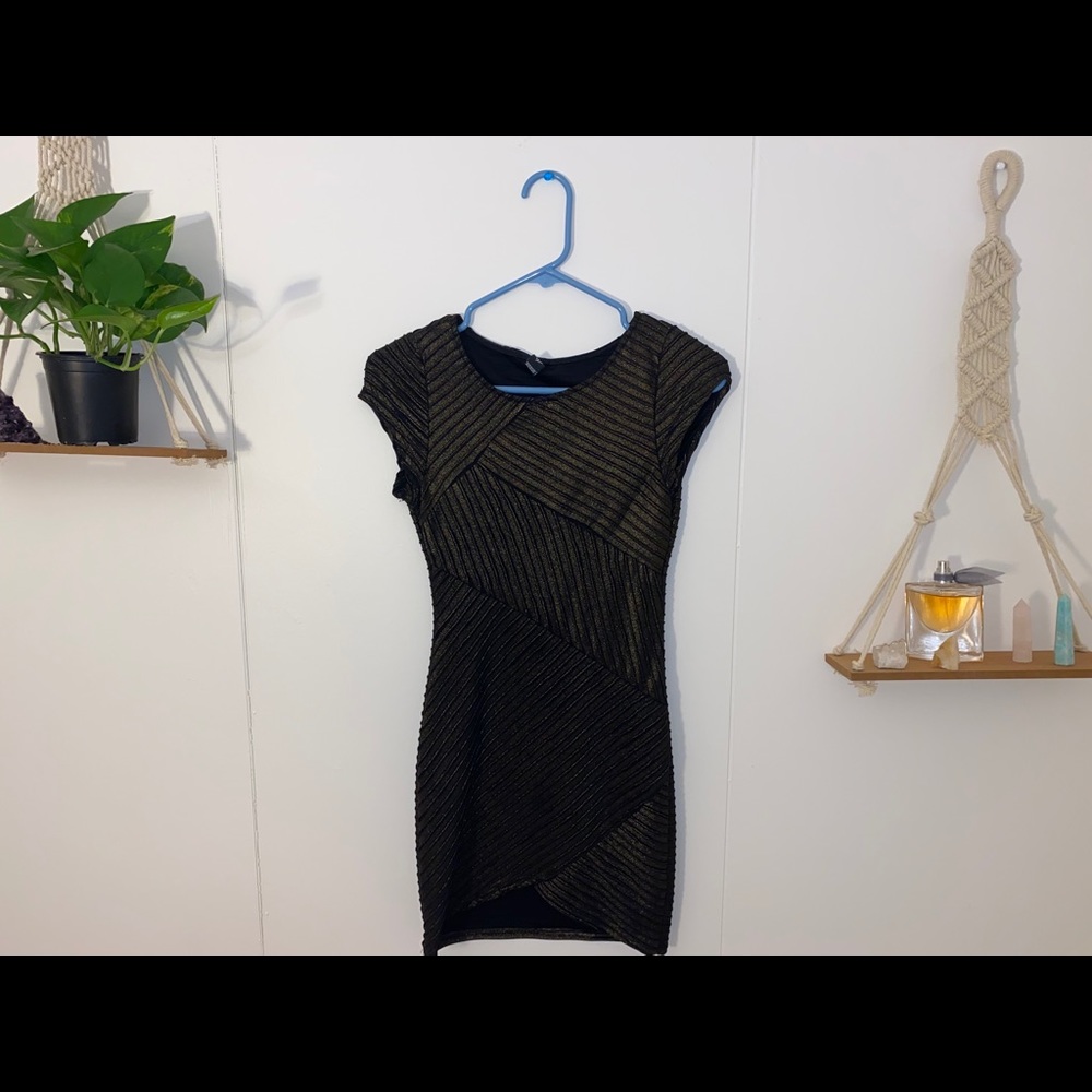 Black and Gold Mini Dress